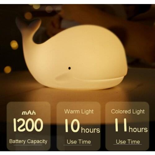 Cute Touch Sensor Control LED Night Lights Pat Lights Whale/sea Lion Soft Silicone LED Lamp Lantern Gift Decorative Lamp New
