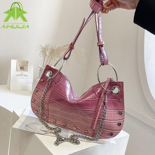 Fashion Womens Crocodile Pattern Shoulder Bags Luxurious Designer Chain Messenger Bag New High Quality Pu Leather Women Handbag