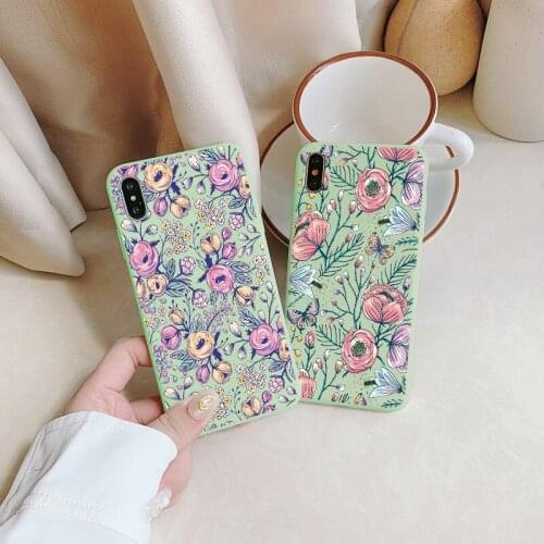 Flower Bud Phone Case for iphone 6s 7 8 Plus SE 2020 11 12 Pro Max X XS MAX XR Back White Green Soft Silicone Cover Funda Shell
