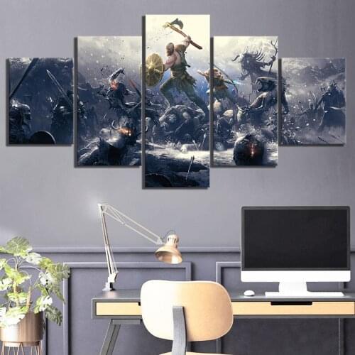 Wall Art Modular Pictures Canvas Printed 5 Panel Kratos God Of War Game Home Decoration Posters Painting Living Room Framework