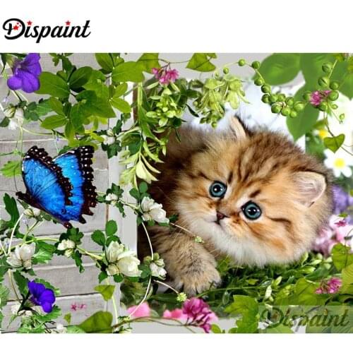 Dispaint Full Square/Round Drill 5D DIY Diamond Painting "Animal cat scenery" Embroidery Cross Stitch 5D Home Decor A10571