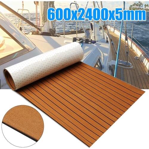 New Self-Adhesive 600x2400x5mm Brown Black Teak Decking EVA Foam Marine Flooring Faux Boat Decking Sheet High Quality