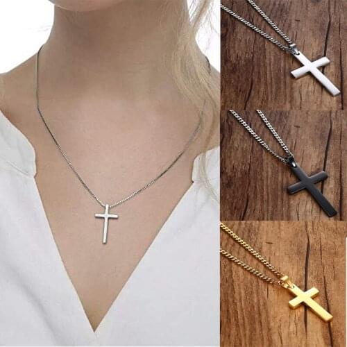 Hip Hop Hollow Cross Pendant Necklaces For Women Men Necklace Long Link Chain Silver Punk Necklaces Party Daily Fashion Jewelry