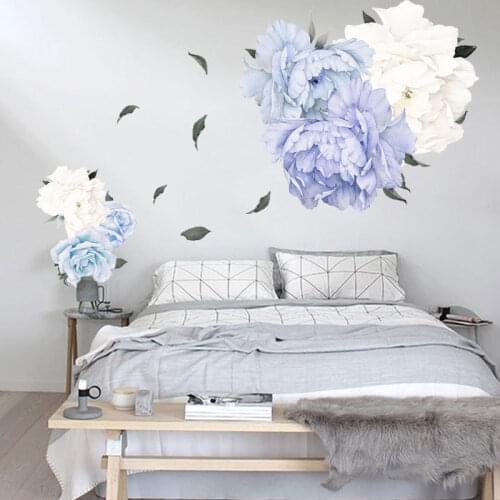 Peony self adhesive wall sticker Living room sofa bedroom interior decoration wall stickers