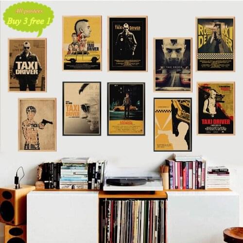 Taxi Driver classic film movie kraft paper Cafe bar poster Prints High Definition Home Decoration Livingroom Bedroom