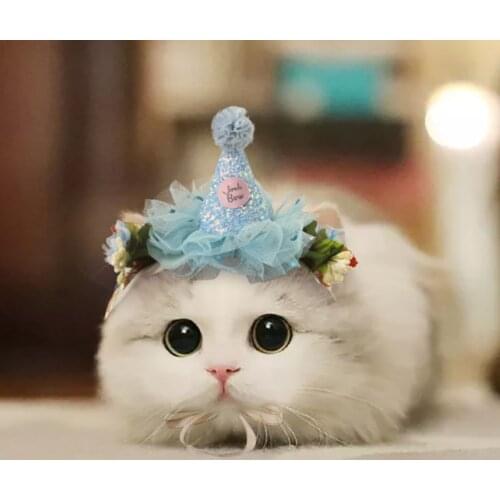 Birthday Party Hat Cat Pet Headband Lace Accessories Creative Cat Dog Hairband Lovely Exquisite Dog Cat Fashion Pet Hair Clip
