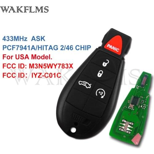 5 Buttons With Panic 433MHz PCF7941A ID46 Fobik Remote Key Fob For Dodge Charger Dodge Magnum 2008 2009 2010 M3N5WY783X IYZ-C01C