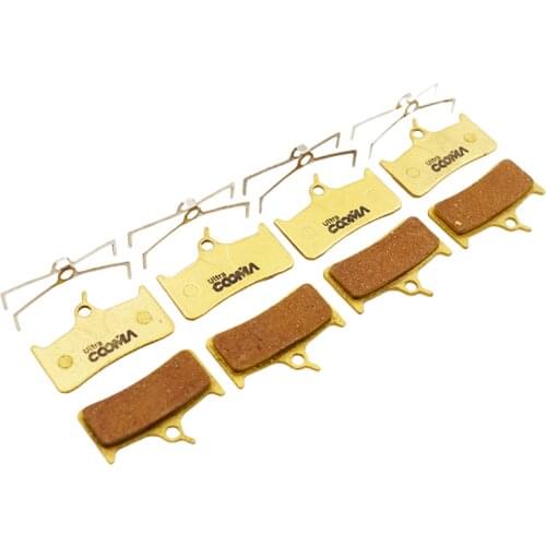 Bicycle Disc Brake Pads for HOPE DH4 E4 Mono M4 and for Deore XT M755, M755-DH Disc Brake, Gold Full Metal, 4 Pairs