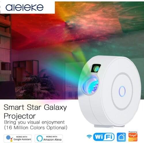 WiFi Tuya Smart Star Projector Galaxy Laser Starry Sky Projector Waving Night Light Colorful APP Wireless Control Alexa Google