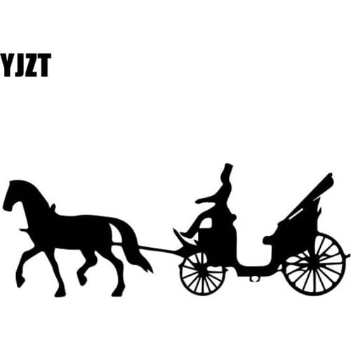 YJZT 18CM*7CM Cool Horse Carriage Vinyl Decal Dazzling Car Sticker Nice Black/Silver C27-1056