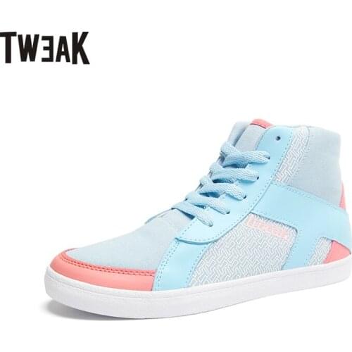 Tweeak Womens Shoes Canvas Stitched Cowhide Round Head Medium High Top Flat Casual Shoes