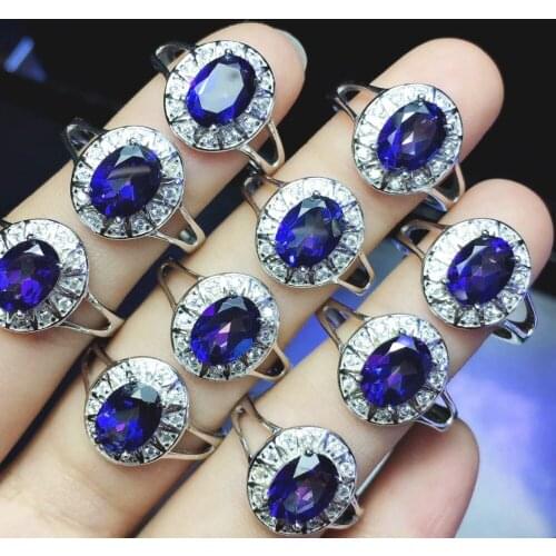 Wedding Ring Real Natural Tanzanite Topaz Oval 6x8mm 925 Sterling Silver Ring Wedding Jewelry Women Rings Adjustable Rings Size