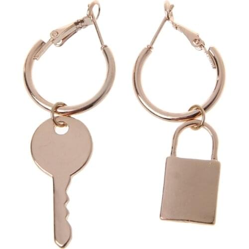 1 Pair Lock and Key Mismatch Drop Earrings For Women Bff Simple Fashion Jewelry E56A