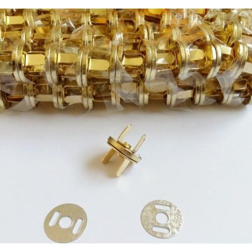 10 Sets/lot 14mm Golden Bag Purse Clasps Buttons thin Magnetic Metal Snaps Fasteners Handbag Craft Sewing Leather Coat Buttons