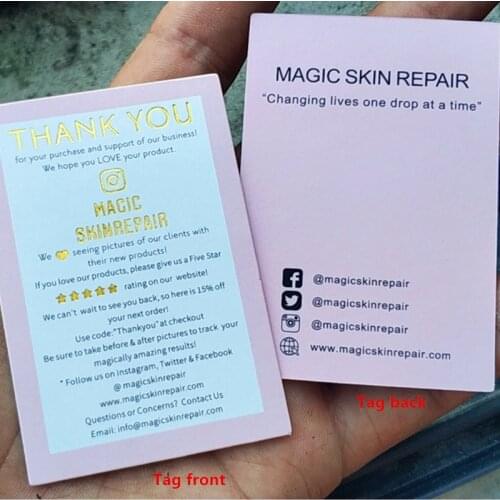 1000pcs , 5 * 7.5 cm Custom 400GSM coated paper feedback Name card golden foil print service business tag