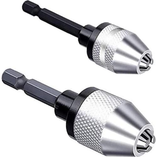 2 Pcs Hex Shank Keyless Drill Chuck 1/4 Inch Fast Change Adapter Converter Drill Adapter (0.3mm-3.6mm 0.3mm-6.5mm)
