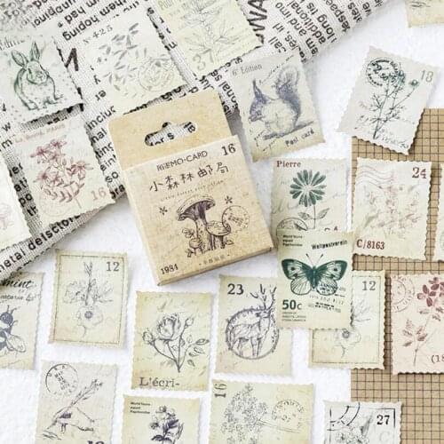 46 Pcs/box Forest Post Stamp Decorative Stickers DIY Decoration Diary Planner Stationery Adhesive Stickers Journal Stickers Set