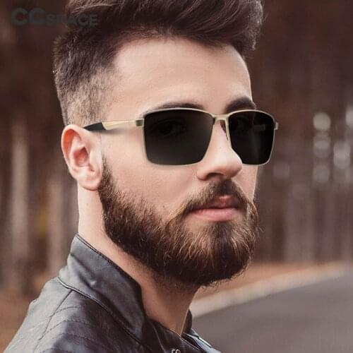 49573 Retro Square Frame Metal Polarized Sunglasses Uv400 Mens Outdoor Driving Glasses