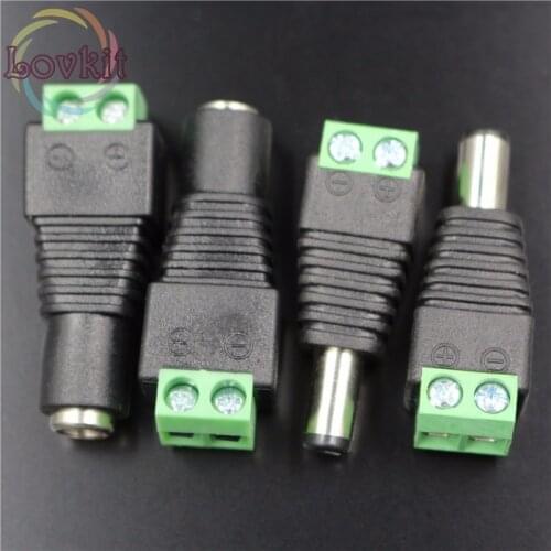 5 Pair Female+Male Connector Plugs 5.5x2.1mm For 5050 / 3528 LED Strip sigle color DC Power Supply AC Adapter Plug Cable Jack