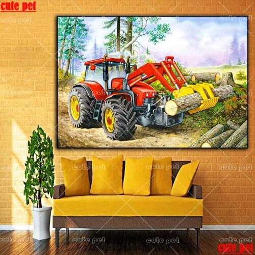 5D Diamond Embroidery Forest logging machine Diamond Painting Sale Cross Stitch Full round Drill Handmade Decor For Home puzzle