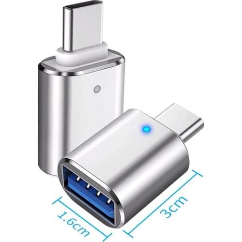 Led Type C To USB 3.0 OTG Adapter USB-C Male To USB Female Converter For Macbook Samsung S20 Xiaomi Huawei USBC OTG Connector