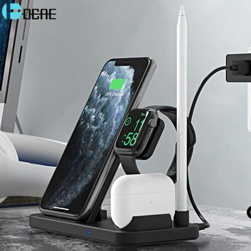 DCAE 4 in 1 Wireless Charging Dock Station For iPhone 11 Pro XR XS X 8 SE2 Apple Watch Airpods 10W Fast Qi Charger Stand Holder