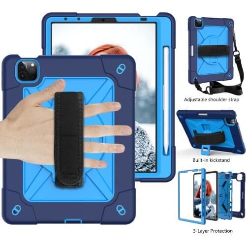 Baby Safe Heavy Duty Silicone Case For iPad Air 4 Air4 2020 10.9 inch Stand Cover Funda Tablet Armor Case Shoulder Hand Strap