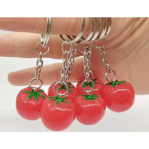Keychain Classic Resin Fruit Decoration Tomato Plant Keychain Ring Cartoon Bag Hand Rope Pendant Keychain Cute Couple Gift A189