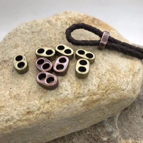 4mm Double Hole 316l Stainless Steel Multiple Uses Vintage Spacer Beads Charms For Cord Leather Bracelet DIY Jewelry Making
