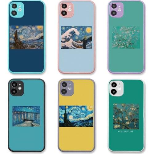Art painting daisy sea waves Phone Case Color Matte Transparent for iPhone 7 8 11 12 s mini pro X XS XR MAX Plus funda