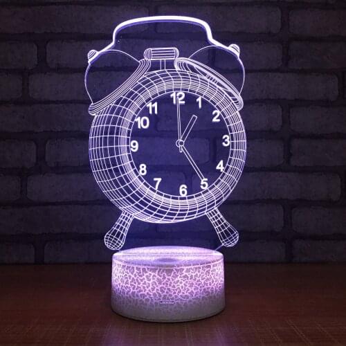 Colorful Clock Shape 3D Illusion Night Light Remote Control Colorful LED Table Lamp for Home Bedroom Decoration