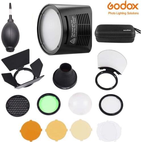 Godox H200R Flash Head Extension Head+AK-R1 Barn Door, Snoot, Color Filter, Reflector, Honeycomb, Diffuser Ball Kits for AD200