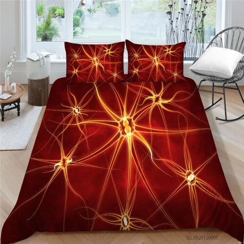 King Size Bedding Set Neurons Creative 3D Warm Color Duvet Cover Biological Twin Single Full Double Queen Bed High End
