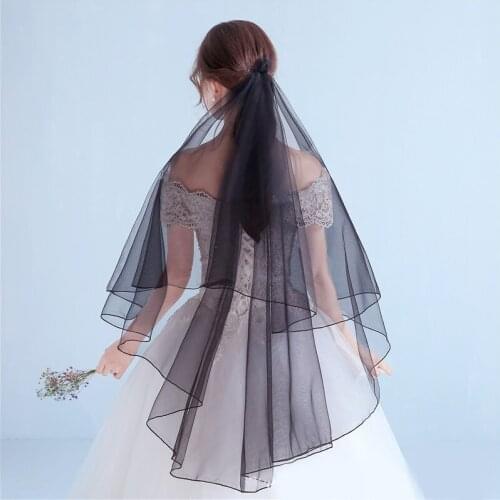 150cm 200CM 300CM Voile Mariage Bridal Short Wedding Veil White Black Red Ivory Veil One Layer Cut Edge Long Welon Slubny