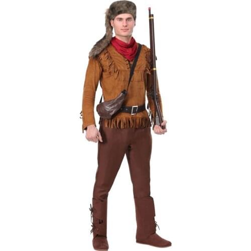 Halloween Adult Role Play Texas War of Independence Hero Davy Crockett Soldier Uniform cosplay costume
