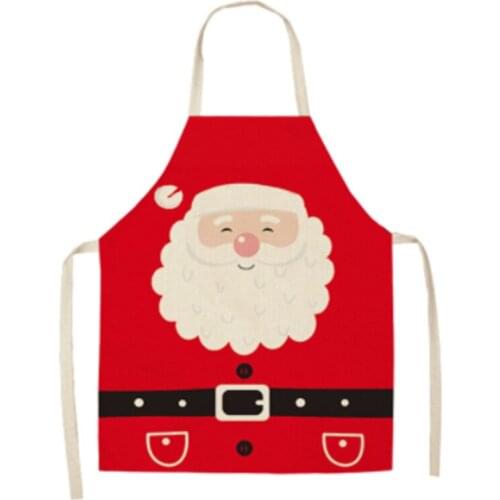 Red Christmas Aprons Adult Santa Claus Aprons Women And Men Dinner Party Decor Home Kitchen Cooking Baking Cleaning Apron