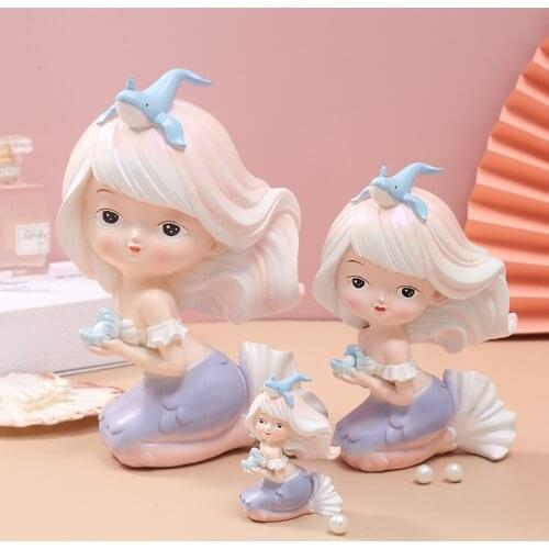 Creative Mermaid Resin Crafts Home Bedroom Girly Heart Cute Decoration Living Room Decoration Childrens Gift