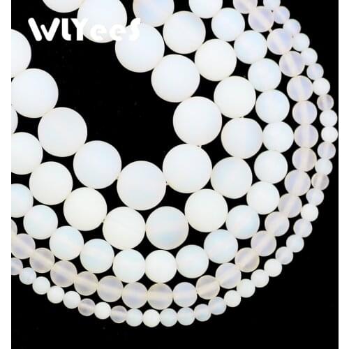 WLYeeS Natural Stone Matte White Opal Stone Round ball 4 6 8 10 12mm Loose space bead women jewelry bracelet Necklace Making DIY
