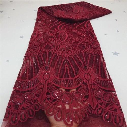 2020 red african velvet sequins lace fabric white high quality guipure lace fabric 5 yards/pieces french mesh fabrics for dress