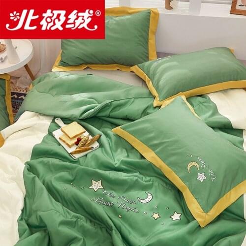 Summer thin quilt star moon print summer cool quilt single machine washable thin double air conditioner quilt spring and autumn