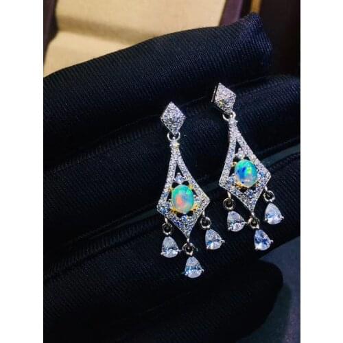 Personality Trend Best Quality 100% Natural And Real Opal Earring 925 sterling silver Fine jewelry