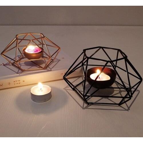 Metal Iron Candle Holder Nordic Geometric Candle Rack Candlestick Romantic Ornaments Home Decor For Party Festival Holiday