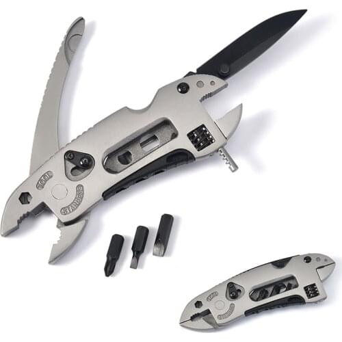 Silver Mini Bent Multifunctional Tool 9 in 1 Multitool Keychain Plier Screwdriver Pocket Tools Welding Tool hand tools