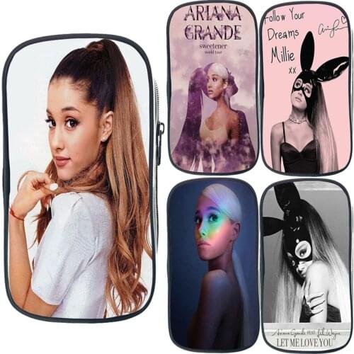 Trendy Ariana Grande Cosmetic Cases Beautiful 3D Print Pencil Case School Supplies Kids Stationery Storage Pouch Student Pen Bag