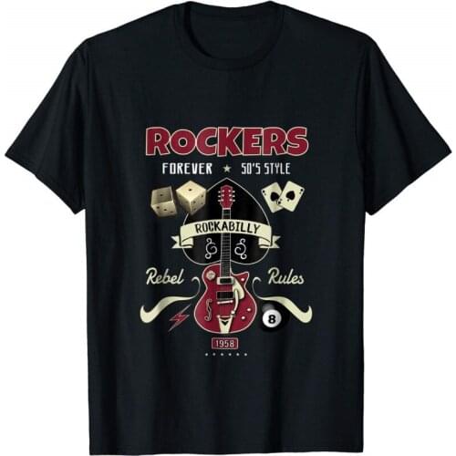 Rockabilly 1950S Vintage T Shirt Men 50S Rock Good Quality Cotton and O-Neck Casual Print Business T Shirts