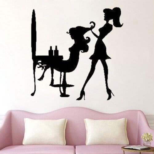Wall Sticker Beauty Salon Decor Hair Stylist Vinyl Decals Haircutter Store Decoration Beaituful Girl Woman O62
