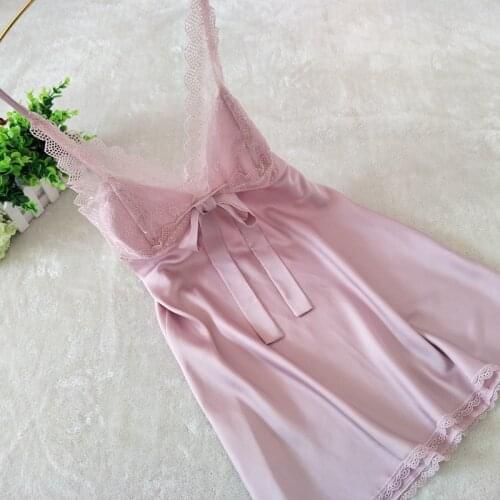 Satin Lady Sexy Nightgown Lace Spaghetti Strap Nightdress Intimate Lingerie Silky Kimono Robe Sleepwear Home Dressing Gown