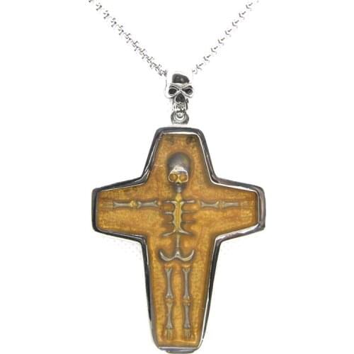 Rany&Roy Newest Golden Cross Skull bones Pendant 316L Stainless Steel Jewelry Gothic Style Skeleton Pendant