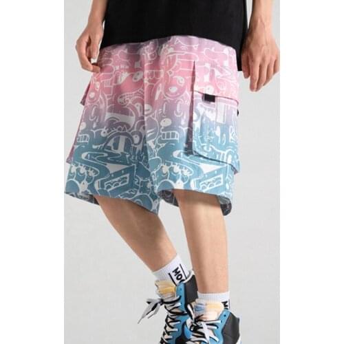 New Summer Men Loose Shorts Casual Fitness Beach Knee-Length Pants Hip Hop Streetwear Breathable Jogger Trousers Plus Size M-5XL