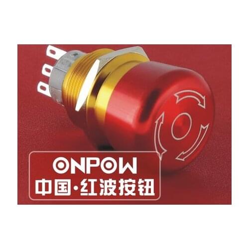 ONPOW 22mm 1NO1NC Aluminium Push-lock Turn-reset IP65 CE Certificated Emergency Stop Switch (GQ22-A-11TSB) CE, RoHS